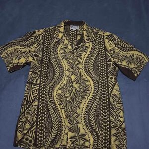 Vintage 90s E&K Men Hawaiian Shirt Men’s HawaiiMade Floral Tribal Tattoo Graphic